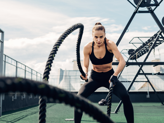 woman working the ropes